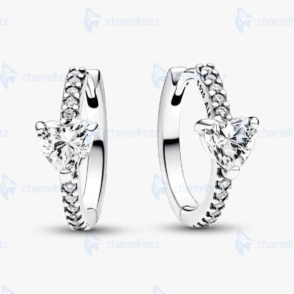 Pandora Sparkling Heart Hoop Earrings